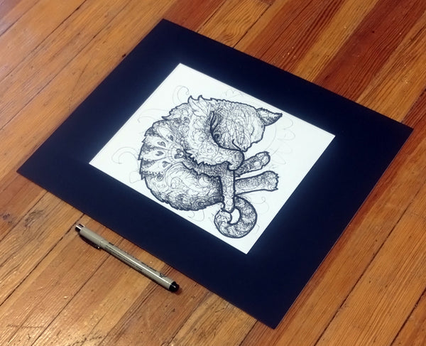 Naptime Cat Original Ink Drawing