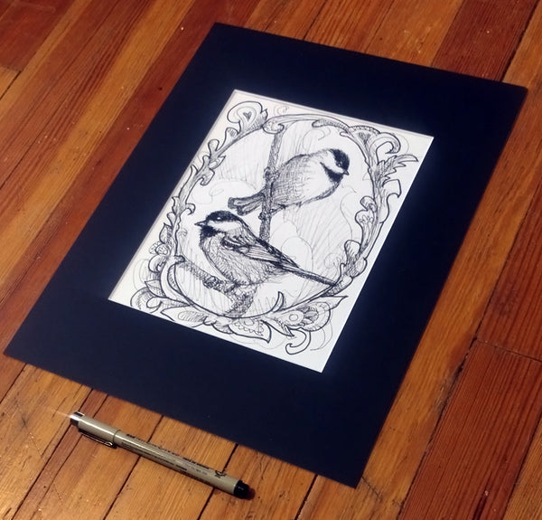 Chickadee Original Ink Drawing