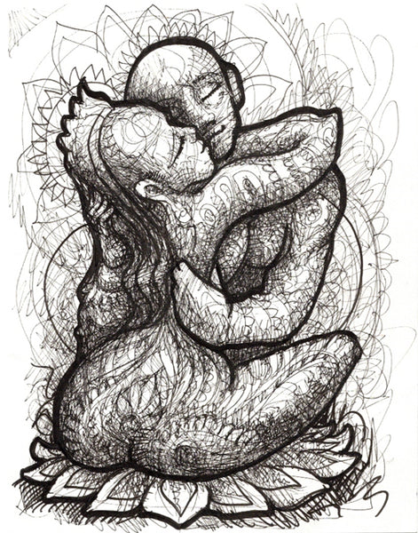 Sacred Lovers Original Ink Drawing