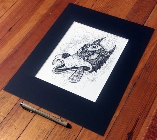 Wolf Original Ink Drawing