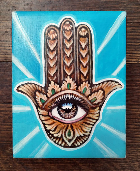 "Little Hamsa" - Original Painting / Stash Box