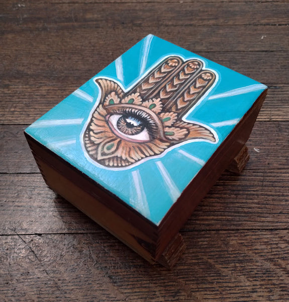 "Little Hamsa" - Original Painting / Stash Box