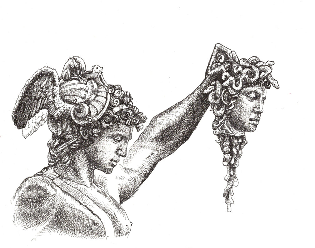 Perseus & Medusa | Original Pen on Paper Study