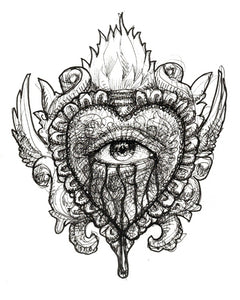 Sacred Heart Original Ink Drawing