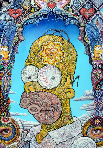 "Homer" Blotter Art  - Special Bicycle Day Edition - Full Image AP Signed