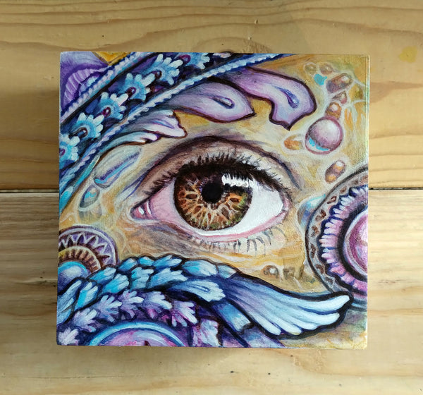 "Eye Hardly Know Her" - Original Painting / Stash Box